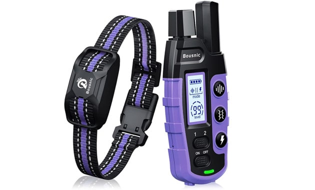 Bousnic Dog Shock Collar - 3300Ft Training Collar with Remote for 5-120lbs Small Medium Large Dogs Rechargeable Waterproof e Collar with Beep (1-8), Shake(1-16), Safe Shock(1-99) Modes (Purple)
