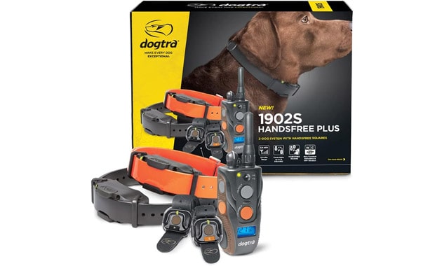 Dogtra 1902S HANDSFREE Plus 2-Dog Remote Dog Training E-Collar with Expandable HANDSFREE Square for Discreet Control Ergonomic Rechargeable 3/4-Mile Range Waterproof High-Output