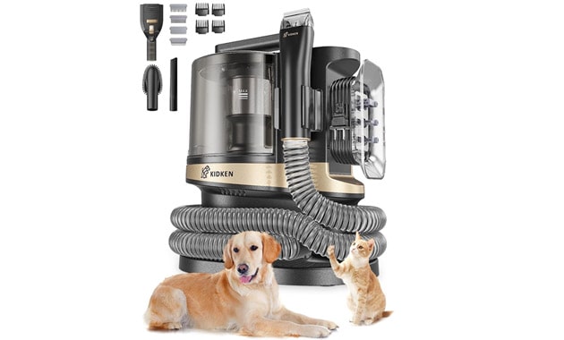 Kidken P3 Pro Pet Grooming Vacuum Suction, Low Noise Dog Kit & Suction 99% Hair, 3.3L Large Electric Clippers with Tools for Dogs Cats and Other Animals