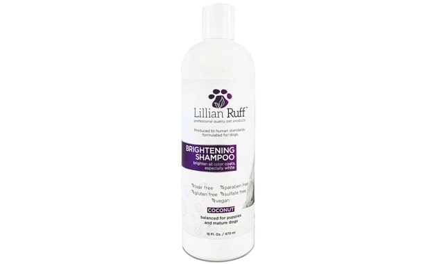 Lillian Ruff Ultra-Brightening Professional Whitening Shampoo for Dogs with Aloe & Coconut Oil for Dry Skin & Itch Relief