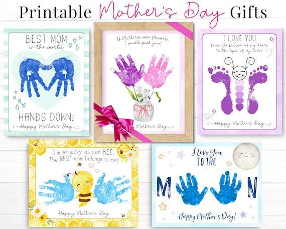 Framed handprint/footprint art handmade gifts to give to Mothers Day