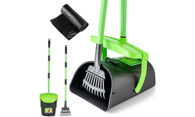MXF Pooper Scooper Swivel Bin & Rake Kit with 20 Waste Bags, 36.6" Long Handle Adjustable Portable Non-Breakable Dog Pooper Scooper for Large Medium Small Dogs, Poop Scooper for Lawn Yard Dog Kennel