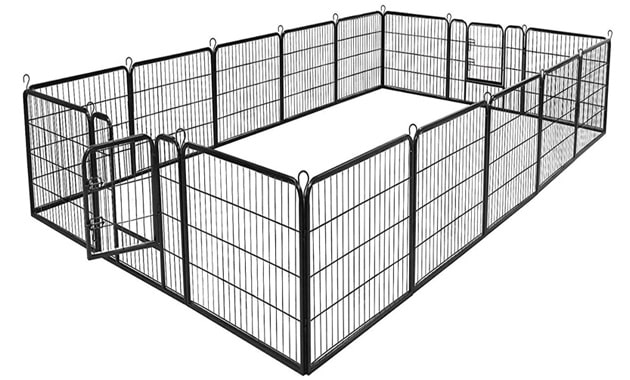 S AFSTAR 16 Panels Metal Dog Playpen, 40" Height Dog Fence Exercise Pen with Doors for Large Medium Small Dogs Rabbits Cats, Foldable Pet Puppy Playpen for Indoor & Outdoor RV, Camping, Yard (Black)