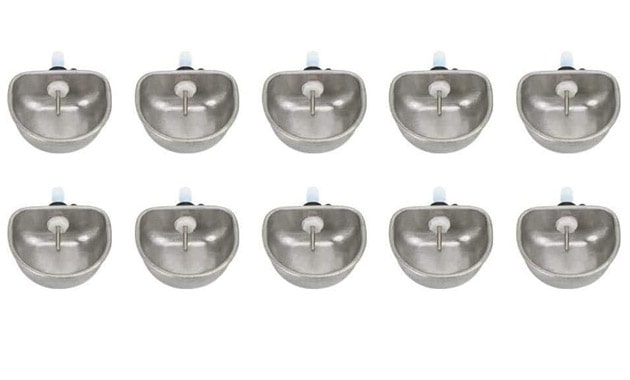 10PCS Stainless Steel Rabbit Water Dispenser Rabbit Water Feeder with Bowl Automatic Rabbit Drinker Removable Hanging Pet Cage Water Bowls Rabbit Drinking Equipment