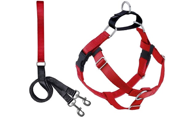 2 Hounds Design Freedom No Pull Dog Harness | Comfortable Control for Easy Walking |Adjustable Dog Harness and Leash Set | Small, Medium & Large Dogs | Made in USA | Solid Colors | 1" MD Red