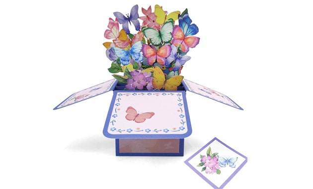 Banzk 3D Bouquet Pop Up Thank you Card, Teacher Appreciation Card, Handmade Flowers Box Greeting Cards with Note Card and Envelope for New Year Anniversary Valentines Day Mothers Day