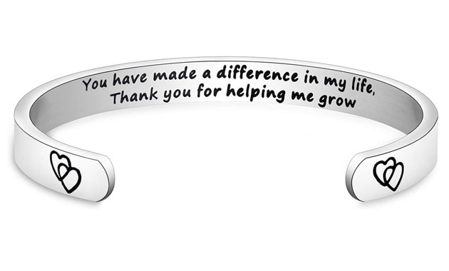 FOTAP Teacher Gift You Have Made A Difference In My Life Bracelet Thank You for Helping Me Grow Cuff Bracelet Graduation Gifts,Appreciation Gift for Teacher Mentor