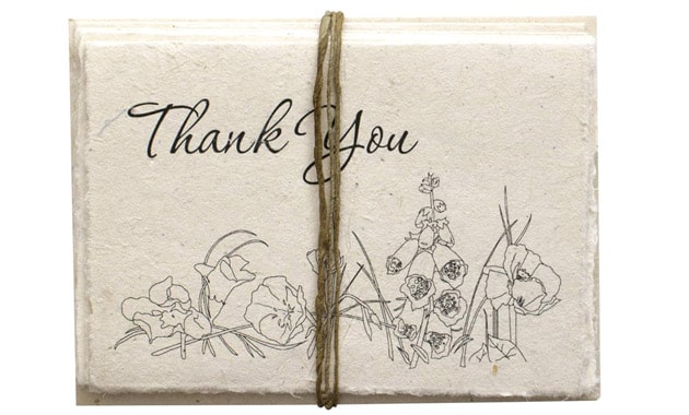 Handmade Seeded Plantable Thank You Cards with Envelopes Set of 6 Wildflowers