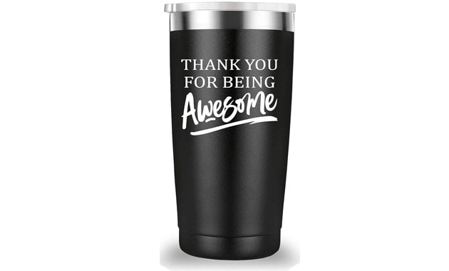 Mamihlap Thank You for Being Awesome Travel Mug Tumbler.Thank You,Inspirational Appreciation Gifts for Men Women Friend.Encouragement Gifts for Coworker Boss Teacher Employee.(20 oz Black)