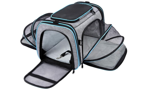 Maskeyon Airline Approved Pet Carrier, Large Soft Sided Pet Travel TSA Carrier 4 Sides Expandable Cat Collapsible Carrier with Removable Fleece Pad and Pockets for Cats Dogs and Small Animals