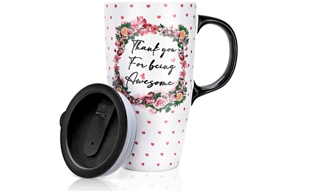 Maustic Thank You Gifts for Women, Thank You for Being Awesome Mug, Employee Appreciation Gifts, Gifts for Coworkers Secretary Women Friends, Administrative Professional Day Gifts, 20 Oz with Lid