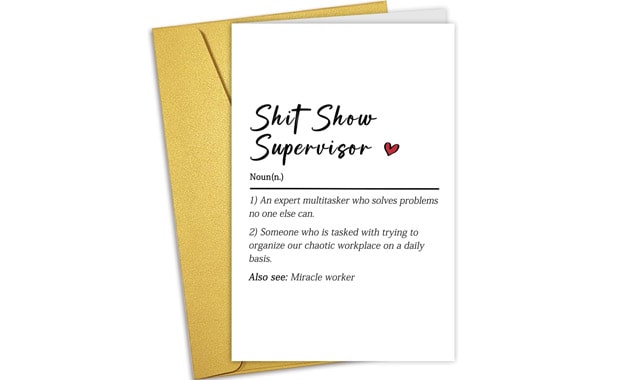 Nchigedy Funny Thank You Card for Supervisor, Hilarious Supervisor Leaving Card, Rude Birthday Card for Superior Boss
