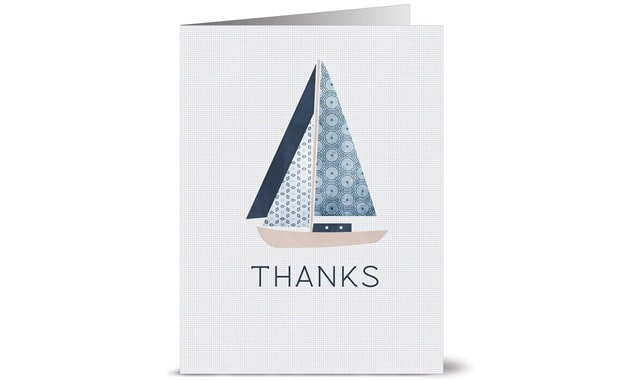 Note Card Cafe Thank You Cards with Envelopes | 24 Pack | Blank Inside, Glossy Finish | Nautical Sailboat Design | Set for Greeting Cards, Occasions, Birthdays, Gifts
