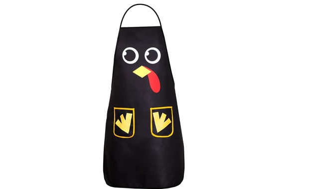 chiazllta Turkey Apron Thanksgiving Cooking Chef Apron with Two Front Pockets Fall Friendsgiving Apron for Holiday Party Gift （Black）